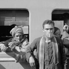 Smoking at the Train Station, Egypt, circa 1989